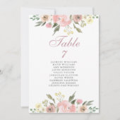 Carte Plan de table de mariage floral rose élégant (Devant)