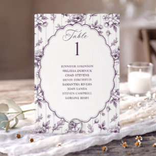 Carte Plan de table de mariage floral vintage violet fon