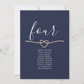 Carte Plan de table de mariage minimal bleu marine (Dos)