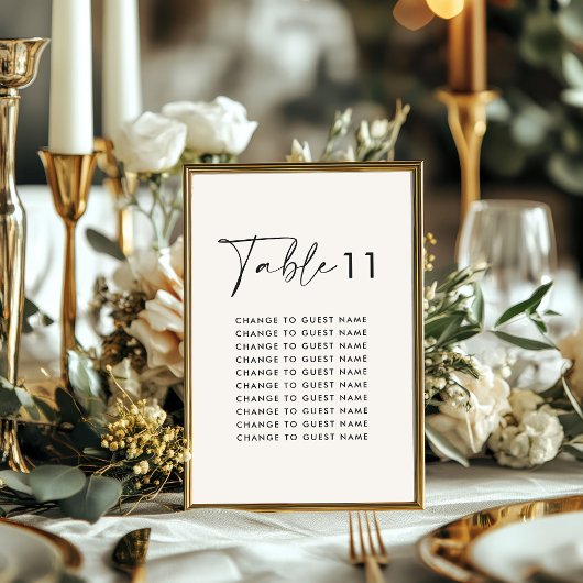 Carte Plan de table de mariage moderne élégant blanc