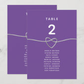 Carte Plan de table de mariage moderne violet (Devant / Derrière)