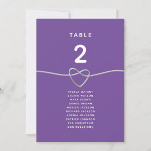Carte Plan de table de mariage moderne violet