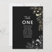 Carte Plan de table de mariage noir élégant (Dos)