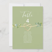 Carte Plan de table de mariage or et vert (Devant)