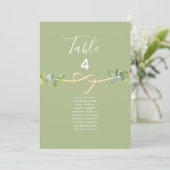 Carte Plan de table de mariage or et vert (Debout devant)