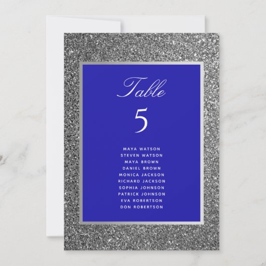 Carte Plan de table de mariage pailleté argent (Devant)