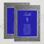 Carte Plan de table de mariage pailleté argent (Devant / Derrière)