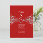 Carte Plan de table de mariage rouge élégant (Debout devant)