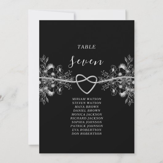 Carte Plan de table de mariage rouge et noir (Devant)