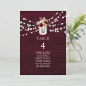 Carte Plan de table de mariage rustique burgundy (Debout devant)