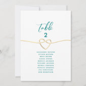 Carte Plan de table de mariage sarcelle et or (Dos)