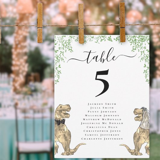 Carte Plan de table de mariage sur le thème des dinosaur