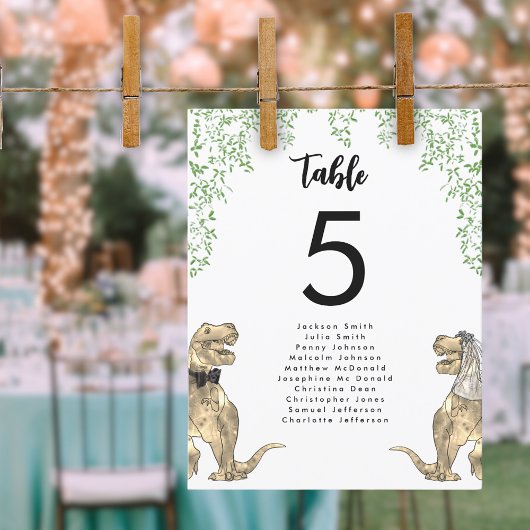Carte Plan de table de mariage sur le thème des dinosaur