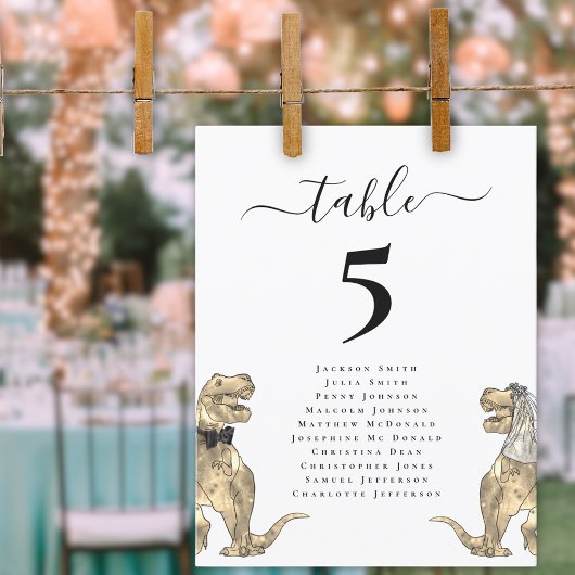 Carte Plan de table de mariage sur le thème des dinosaur