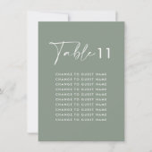 Carte Plan de table de mariage vert sauge avec numéro de (Devant)