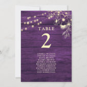 Carte Plan de table en bois rustique avec numéro de sièg (Dos)