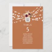 Carte Plan de table mariage en terre cuite orange rustiq (Dos)
