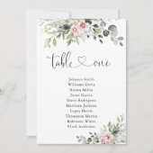 Carte Plan de table numéro 1 en verdure rose pâle (Devant)