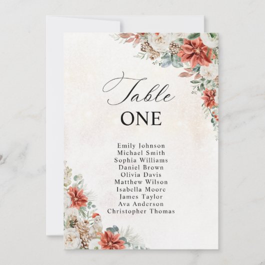 Carte Plan de table pour un mariage d'hiver (Devant)