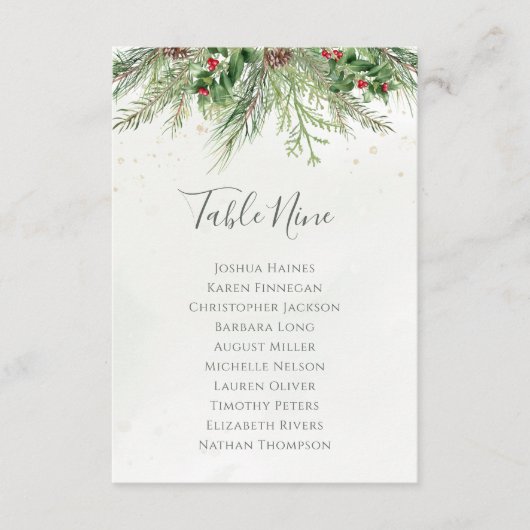 Carte Plan de table Rustique Winter Greenergie Seating C (Devant)