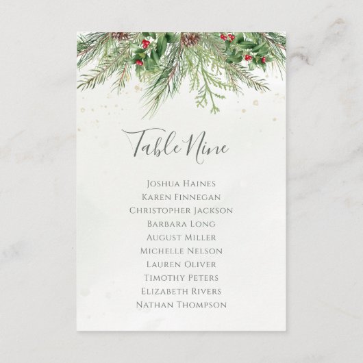 Carte Plan de table Rustique Winter Greenergie Seating C (Dos)