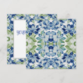 Carte Plan floral bleu et vert BOHO (Devant / Derrière)