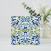 Carte Plan floral bleu et vert BOHO (Debout devant)