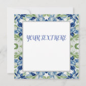 Carte Plan floral bleu et vert BOHO (Dos)