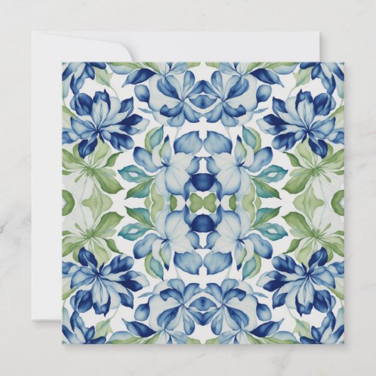Carte Plan floral bleu et vert BOHO (Devant)
