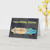 Carte Planche à roulettes Skateboarders Anniversaire (Fleur jaune)