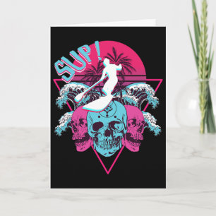 Carte Planche de surf vaporwave debout Planche de surf g