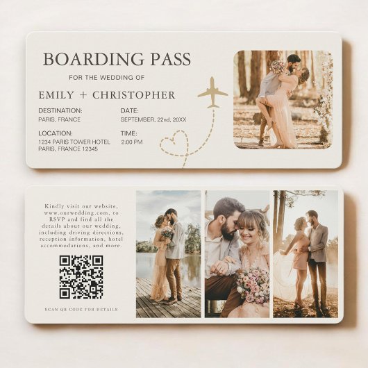 Carte Plane Ticket Wedding Boarding Pass 