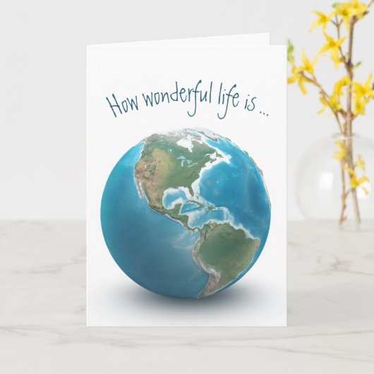 Carte Planète Bleue Terre Anniversaire (Fleur jaune)