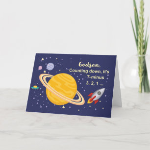 Carte Planètes d'anniversaire de filleul dans l'espace