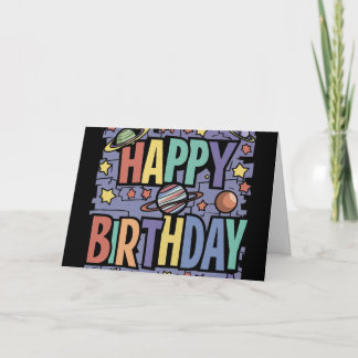 Carte Planètes et étoiles cool amusantes Joyeux annivers