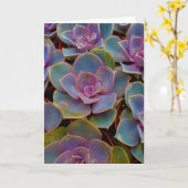 Carte Plante Cactus Succulent bleu violet vert (Fleur jaune)