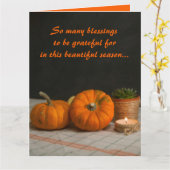 Carte Plante Citrouille éditable et bougie Thanksgiving (Fleur jaune)