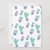 Carte Plante de cactus mignonne en pot pour fête d'anniv (Dos)