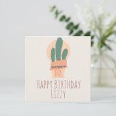 Carte Plante de cactus moderne en pot Anniversaire arc-e (Debout devant)