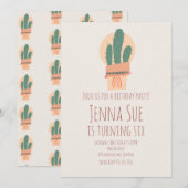 Carte Plante de cactus moderne en pot Fête d'anniversair (Devant / Derrière)