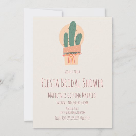 Carte Plante de cactus moderne en pot Lavage de mariage  (Devant)
