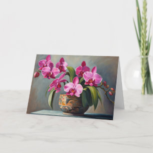 Carte Plante de fleur d'orchidée rose en fleurs