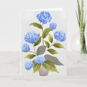 Carte Plante d'hortensia bleu Aquarelle florale magnif
