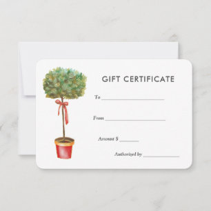 Carte Plante Feuille vert aquarelle Certificat cadeau