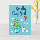 Carte Plante mis en pot mignon je vous creuse vraiment (Fleur jaune)