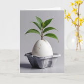 Carte Plante vert qui pousse à partir d'un oeuf blanc (Fleur jaune)