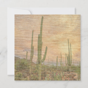 Carte Plantes de cactus du désert sur photo en grain de 