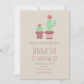 Carte Plantes de cactus modernes en pot pour fête d'anni (Devant)
