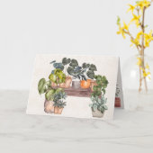 Carte Plantes en pot d'anniversaire sur un banc (Fleur jaune)