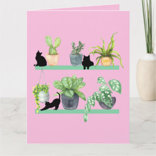 Carte Plantes Et Chats Aiment Les Chats Noirs Et Plantes